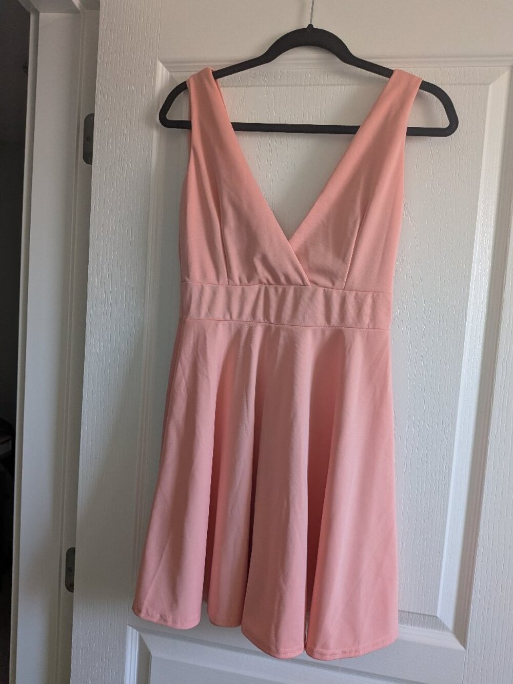 Rose Pink V-Neck Skater Dress - Fit & Flare Cocktail Mini - Size Small